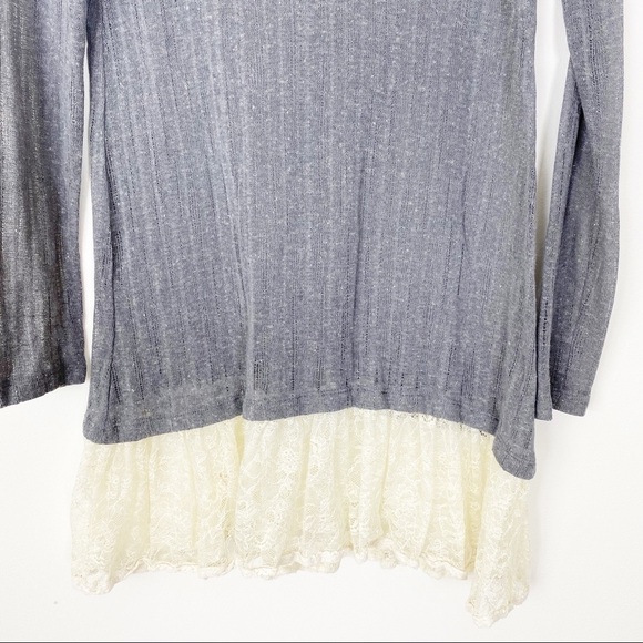 ALTAR’D STATE Grey Lace Sheer Knit Tunic Top Small Boho Bohemian - Picture 4 of 7